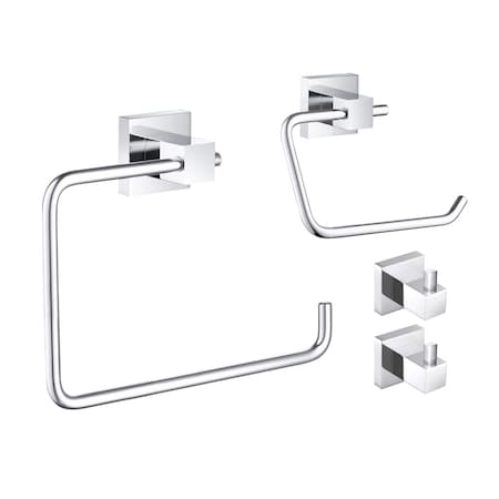 Kibi Cube 4-Piece Bathroom Hardware Set C-KBA15-4CH-2